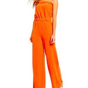 Orange Strapless Jumpsuit
